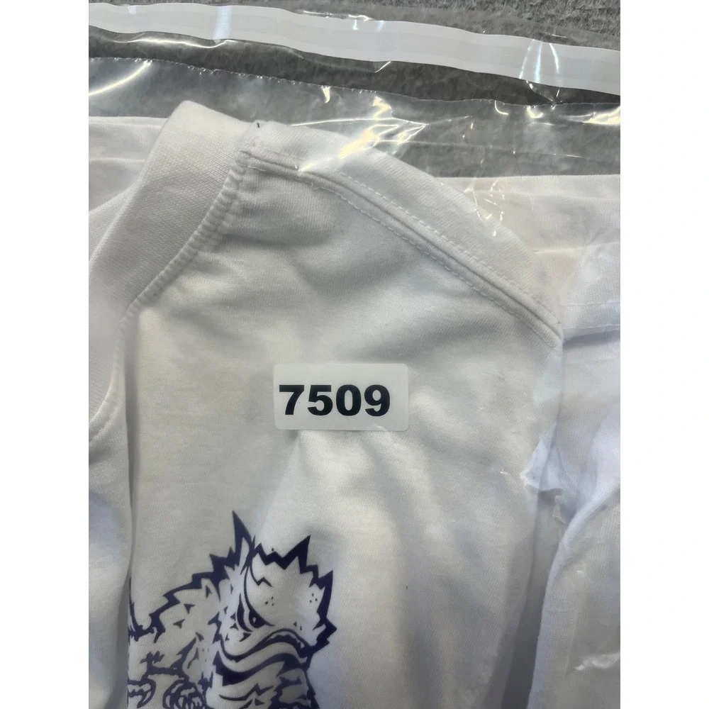 TCU Horned Frogs Shirt Mens L White Purple Short Sleeve Colosseum Relaxed Fit